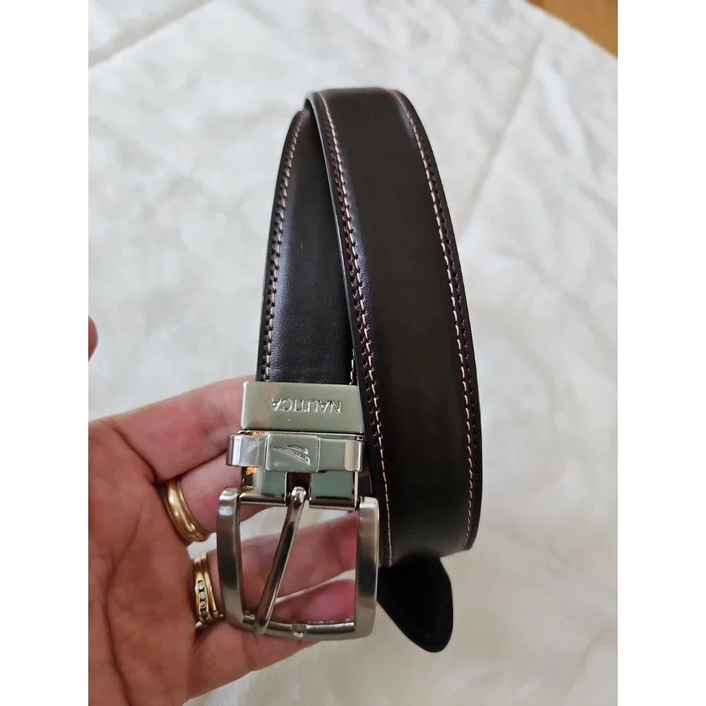 Nautica Leather Reversible Dress Belt Brown/Black Mens Sz 30
